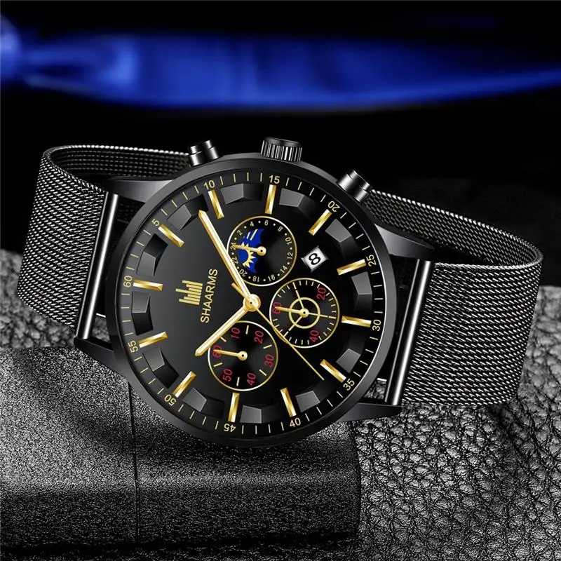 Sharms часы мужские водонепроницаемые повседневные Роскошные брендовые кварцевые
