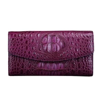 exotic crocodile skin womens long card holders wallet genuine alligator leather female coin pocket lady large plum clutch purse