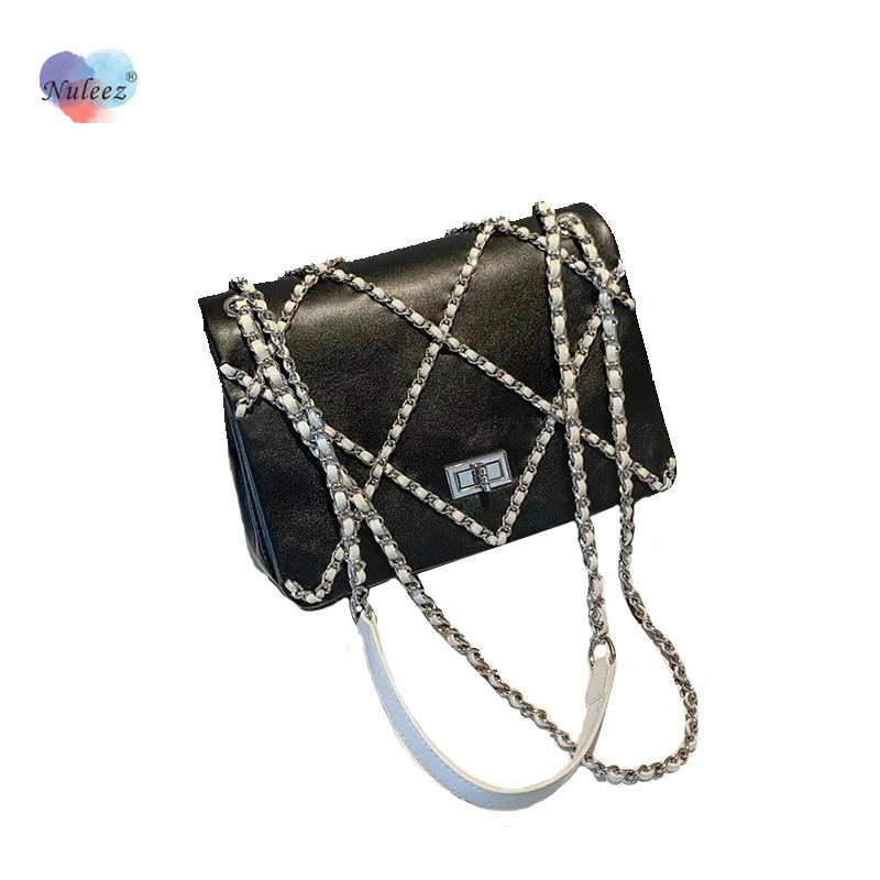 

Женская сумка из воловьей кожи, Классическая Сумка-Кроссбоди черного или белого цвета с золотыми цепочками и клапаном