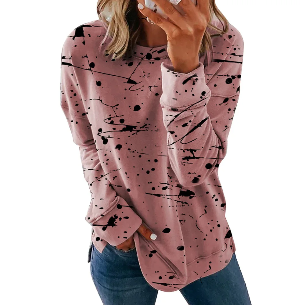 

New graffiti printed fashion sweater women's large loose long sleeve top 2512499