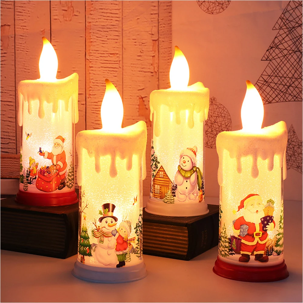 

Christmas LED Flameless Candle Lights Battery Powered Tea Candles Santa Claus Snowman Night Light for Home New Year Party Decor