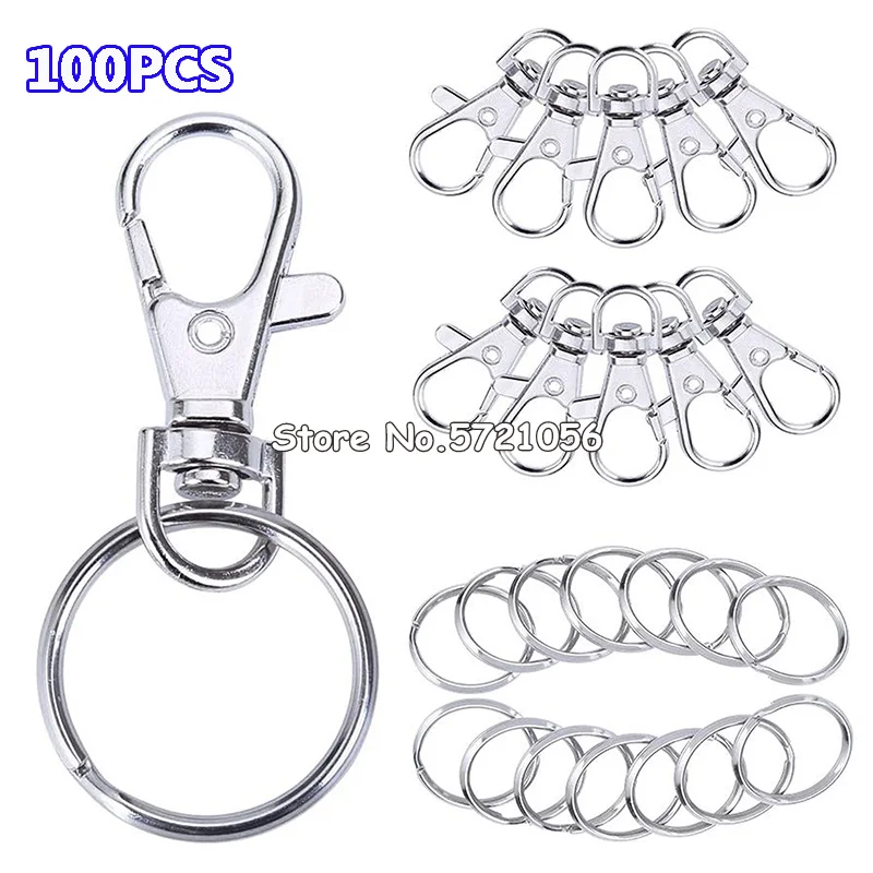 100 крючки для ключей с брелки брелок клип Кольца изготовления ювелирных изделий 50