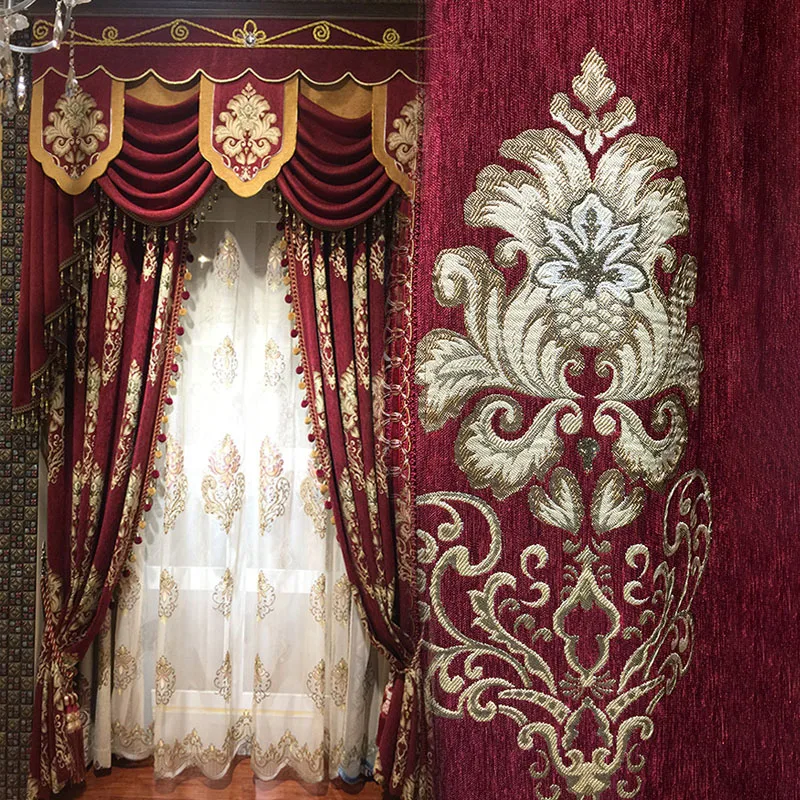 

European and American Style Royal Gold Luxury curtains for Living Room window curtain Bedroom Window curtain kitchen/Hotel