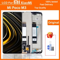 6 53 original ips display with frame for xiaomi poco m3 lcd touch screen digitizer assembly for xiaomi pocophone m3 m2010j19cg