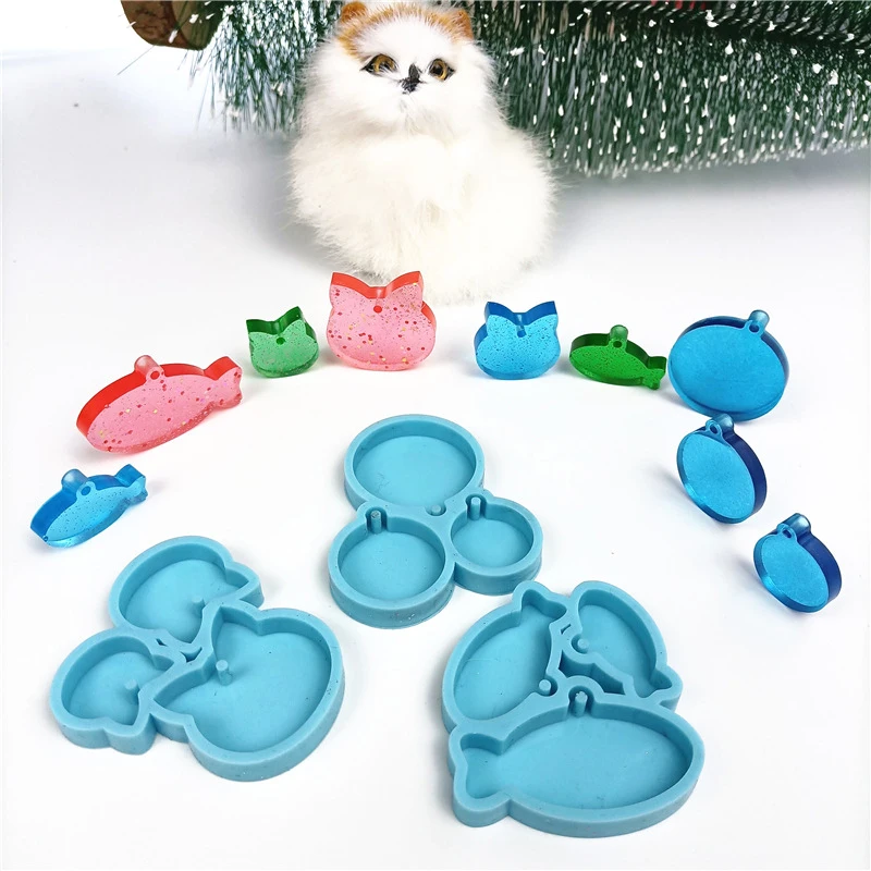 

3 Types Fish Cat Keychain Resin Molds Eardrop Earings Silicone Mold for Resin Epoxy DIY Pendant Tools