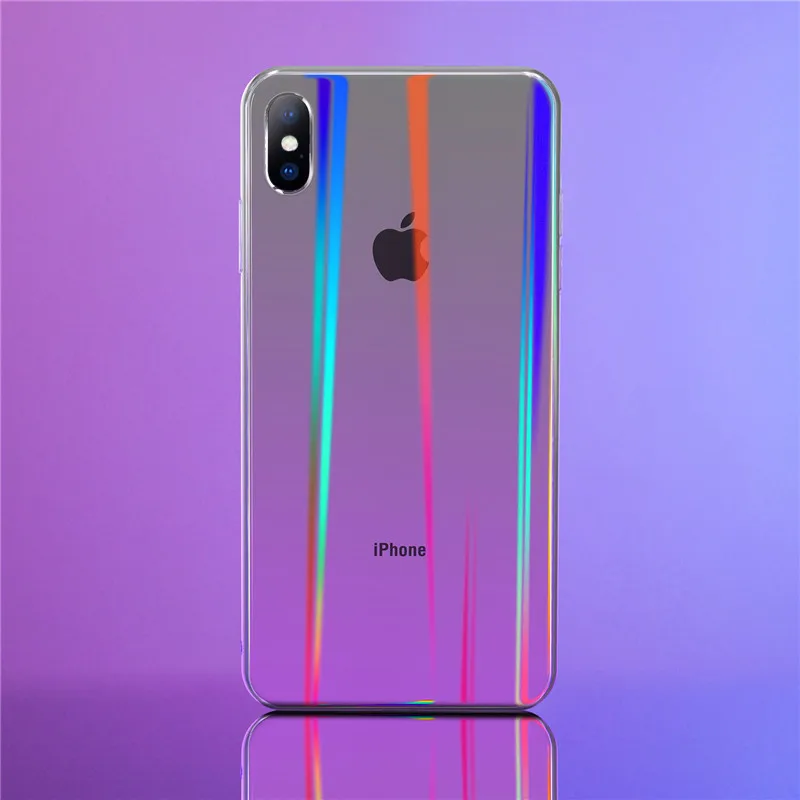 KJOEW крутой Радужный Блестящий Цветной глянцевый чехол для телефона iphone 7 8 6 6S Plus X XR