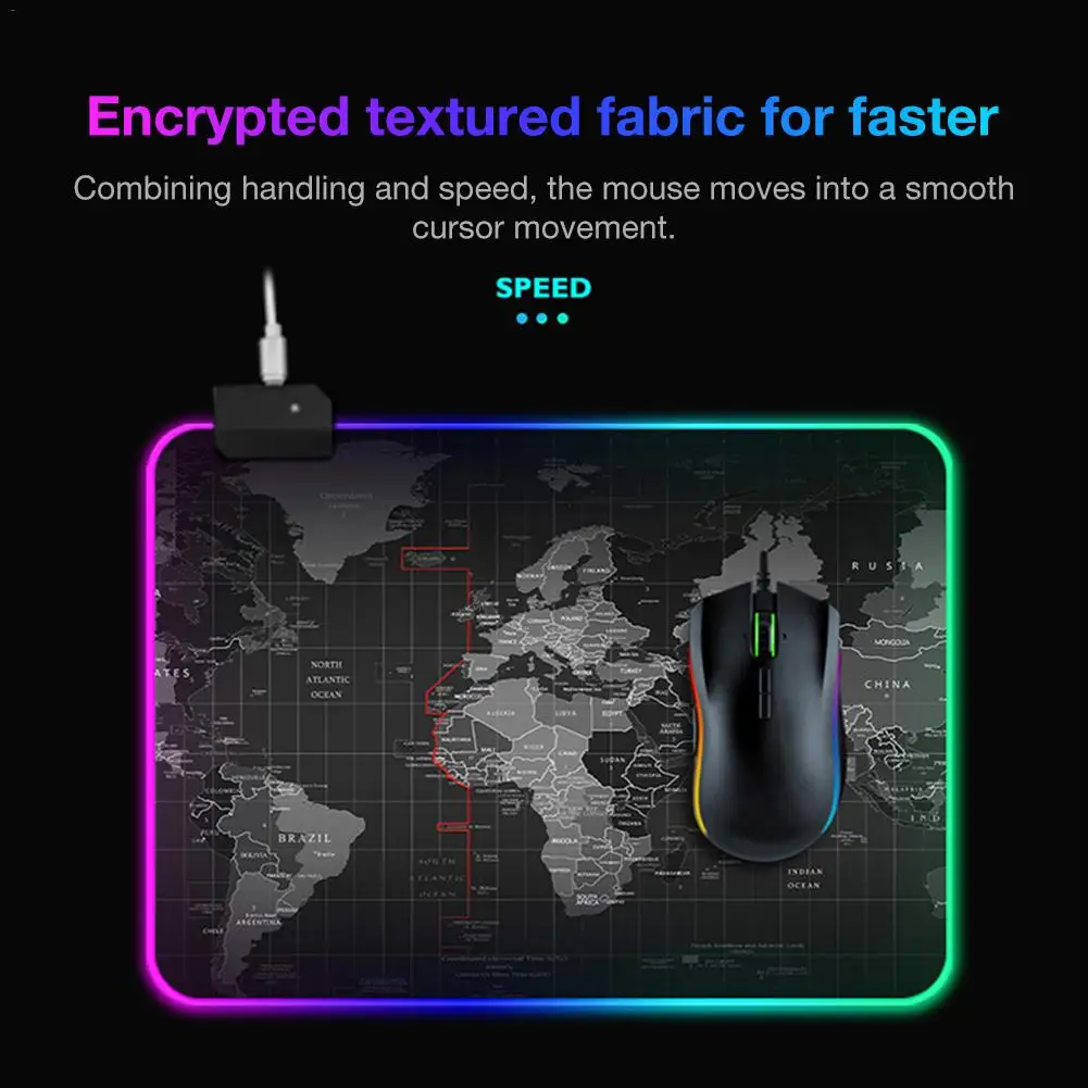 Игровой коврик для мыши светодиодный освещение карта мира RGB светодиодный мышь с подсветкой коврик для ПК ноутбука настольная доска для ключей коврик для мыши Компьютерная площадка