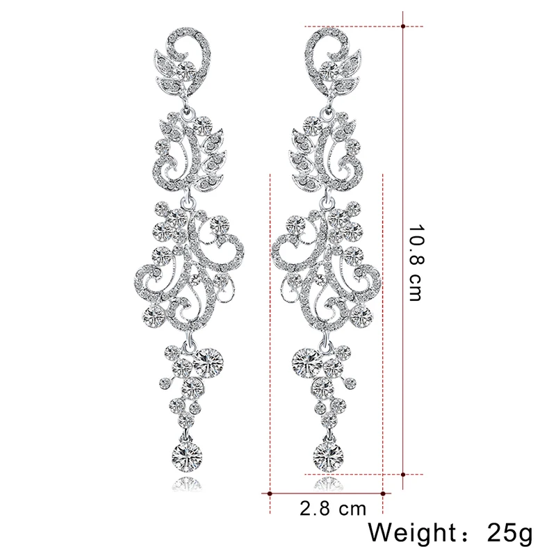 

1 Pair Crystal Flowers Drop Earrings for Women Wedding Bridal Dangle Earring Jewelry Gift B88