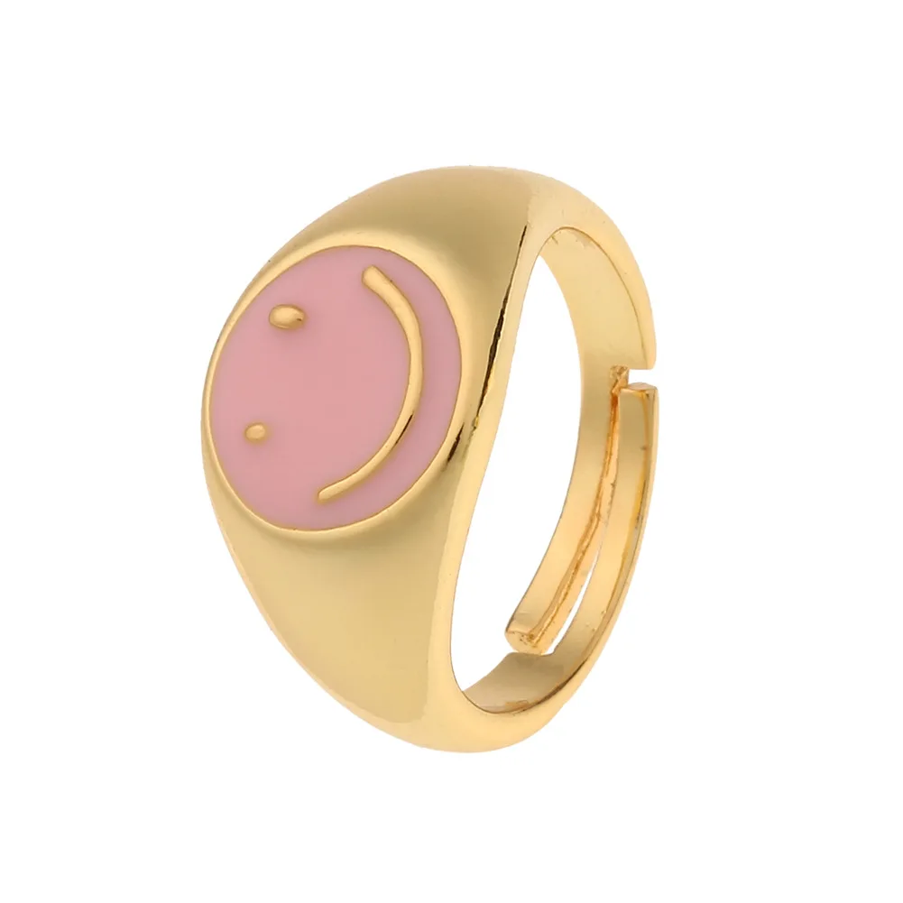 

New Smiling Face Creative Ring Trendy Fashion Oil Drops Men and Women Personality Jewelry Simple Accessories Retro Classic Gifts
