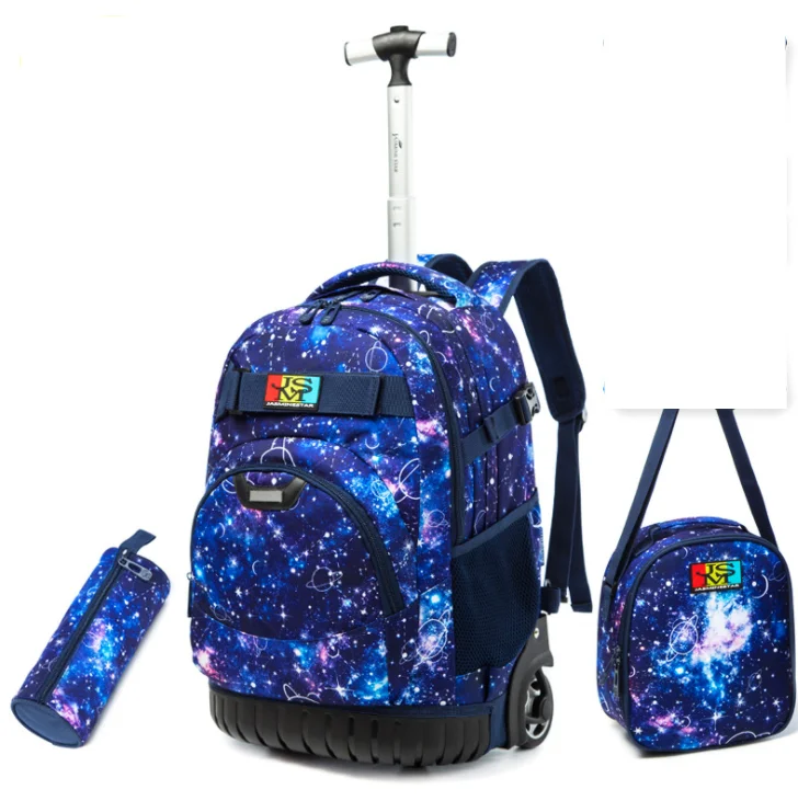 school Rolling backpack Kids 18 Inch School Trolley Bags Wheeled Backpack Bag for Children Travel Trolley Bag for Teenagers