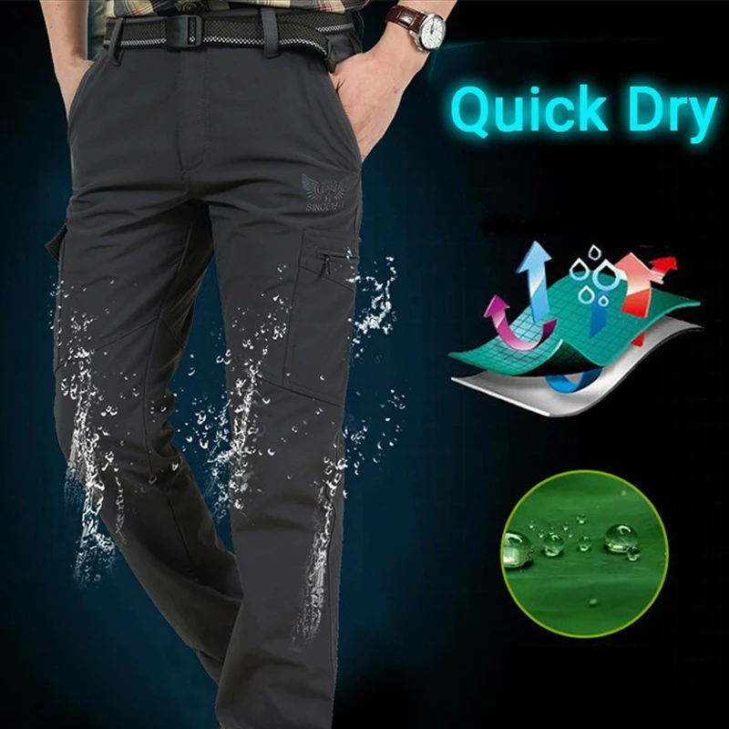 

Light weight Breathable Waterproof Trousers Men Casual Summer Thin Military Cargo Pants Men's Tactical Work Out Quick Dry Pants
