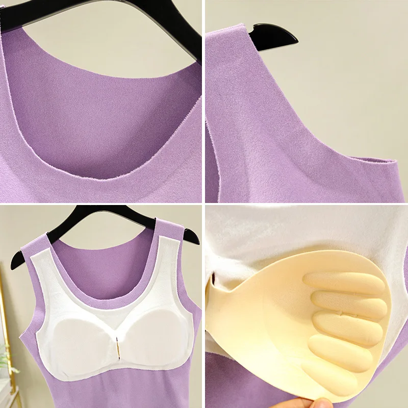 

Winter New Style Korean-style Slim Fit Large Size Taped Warm Dralon Vest Women-Free Wear Bra Render Vest Vest