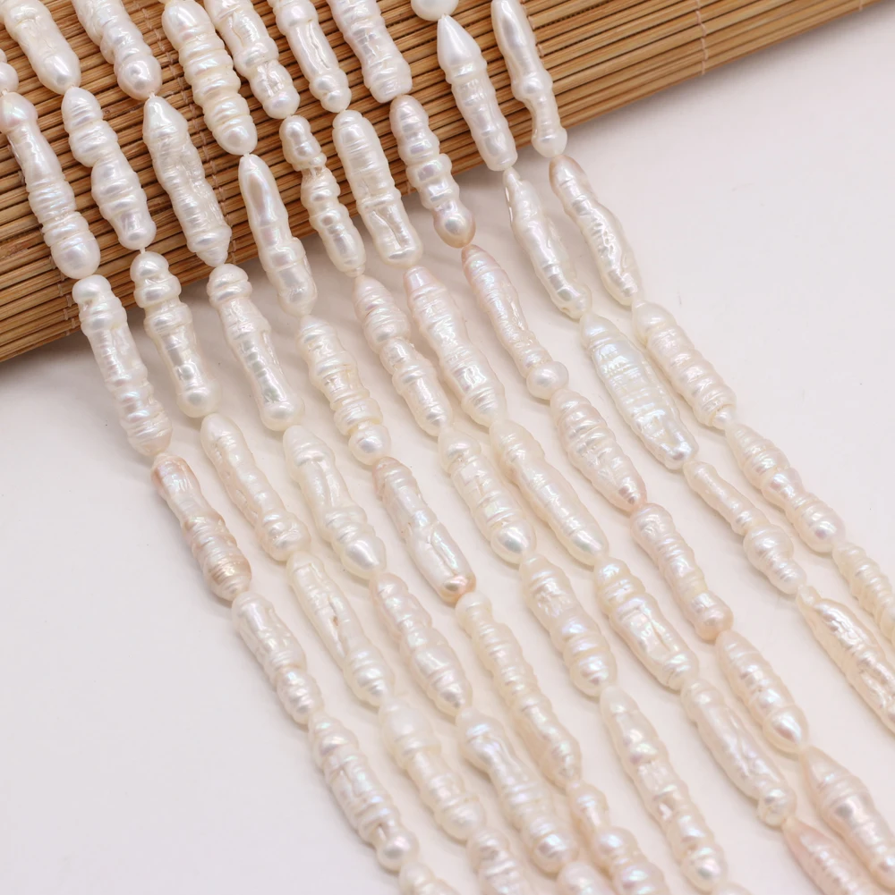 Hot Sale Natural Freshwater Long White Pearl Isolation Beads For Jewelry Making Bracelet Necklace Accessory Size 6x20-7x25mm