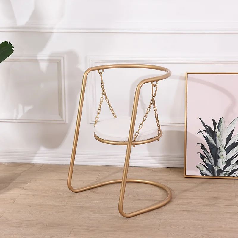 Творчески Северный стул роскошные золотые Железный качающийся современной