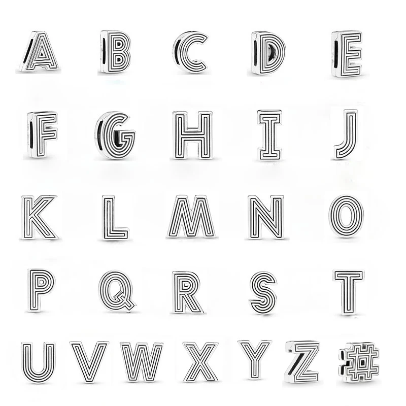 

Hashtag & Letter A-Z Reflexions Clip Beads for Jewelry Making Sterling Silver 925 Jewelry Charm Beads for Reflexions Bracelets