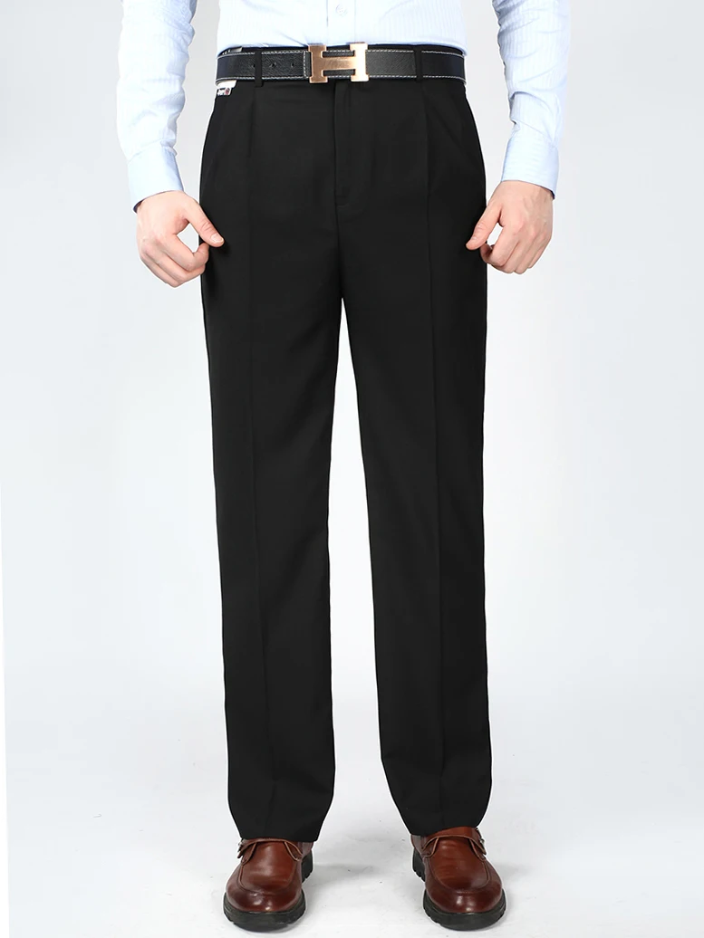 

Men's Suit Pants Summer Silk Dress Pants Double Pleated Formal Trousers High-quality Big Man 46 48 50 52 54 56 Plus Size