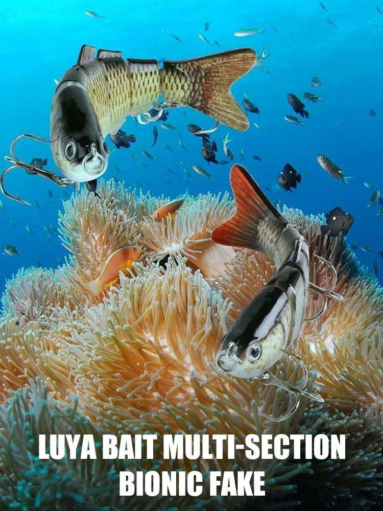 

5pcs Fish Baits Saltwater Bionic Swimming Lures Barbed Hook Freshwater Mulit Section Plastic Fake Fishing Baits Fishing Tools