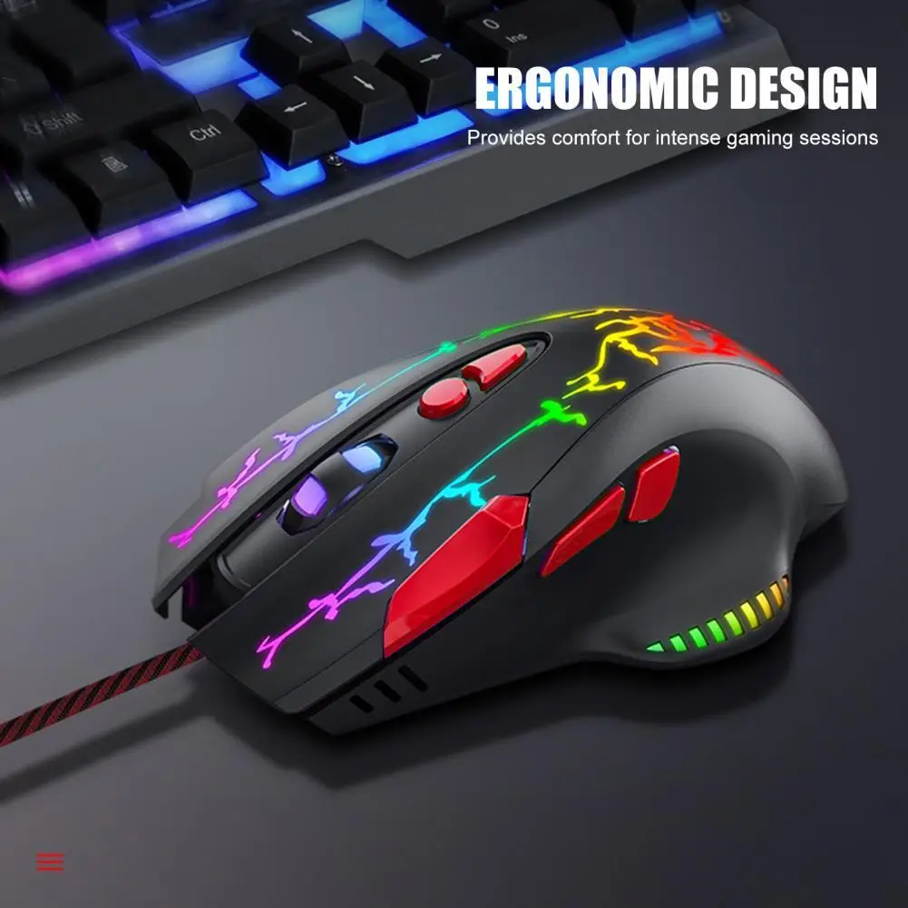 

G550 8 клавиш 1000/1600/3200/6400DPI Проводная RGB подсветка светящаяся оптическая игровая мышь для компьютера ноутбука