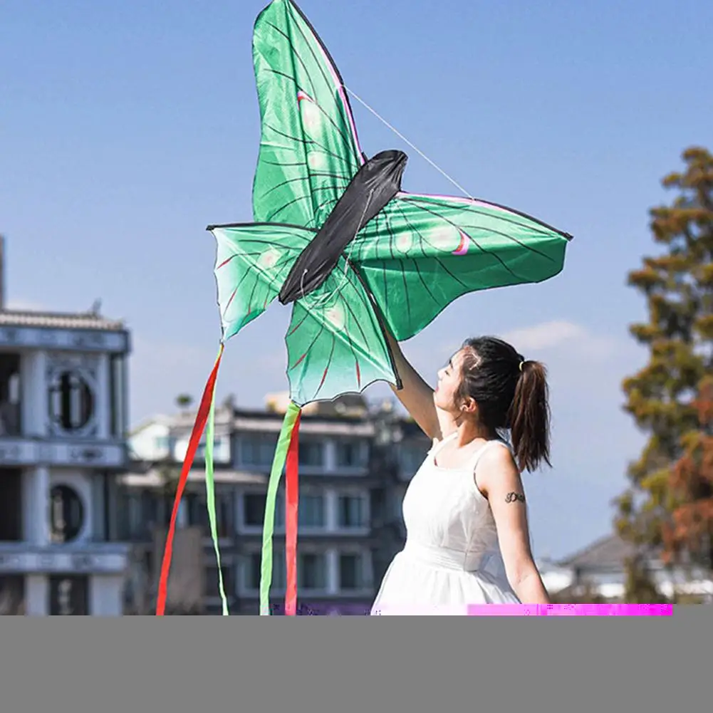 

Free Shipping Green Butterfly Kite With Handle Line Outdoor Games And Activities Single Line Kite Ripstop Nylon Flying Kite