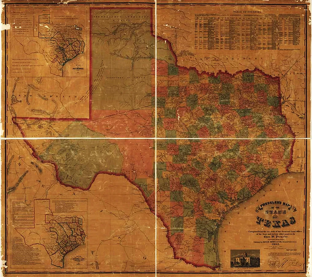 Винтаж Стиль RZ DT 475 картина маслом Печать на холсте Техас Карта города фотографии