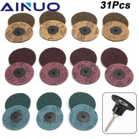 31pcs 3 sanding discs abrasive disc roll lock surface polishing sandpaper quick change disc for rotary tools