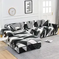 Elastic Sofa Cover for Living Room L Shaped Chaise Longue Sofa Slipcover Geometric Couch Cover Pets Corner Universal Case