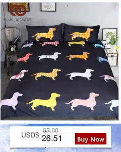 Постельные принадлежности Outlet такса колбаса постельных принадлежностей милый красочный щенок Пододеяльник Мультфильм Рисунок питомца домашний текстиль Королева 3 шт. Прямая поставка
