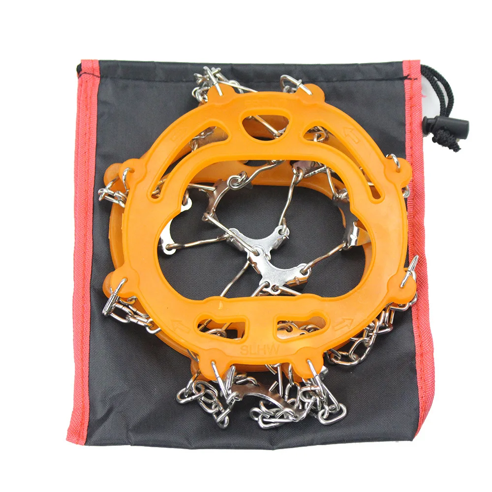 

11 Teeth Silicon Universal Ice No Slip Snow Shoe Spikes Grips Cleats Crampons Winter Climbing No Slip Shoes Cover, with Tote Bag