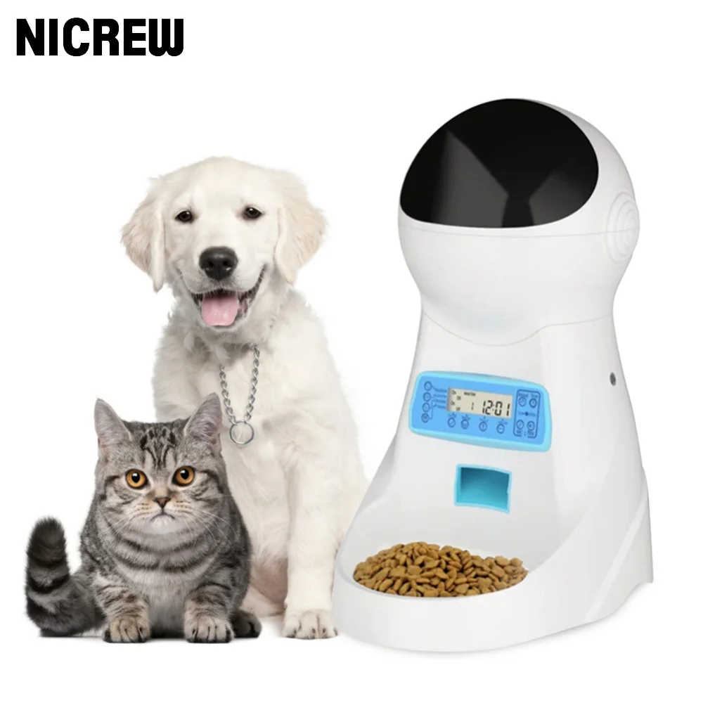 NICREW 3L Automatic Pet Feeder With Voice Record Pets Food Bowl For Medium Small Dog Cat LCD Screen Dispensers 4 Times One Day