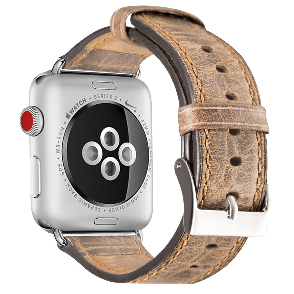 Кожаный ремешок для наручных часов Apple Watch серии 3/2/1/42 38 мм спортивный бесшовный