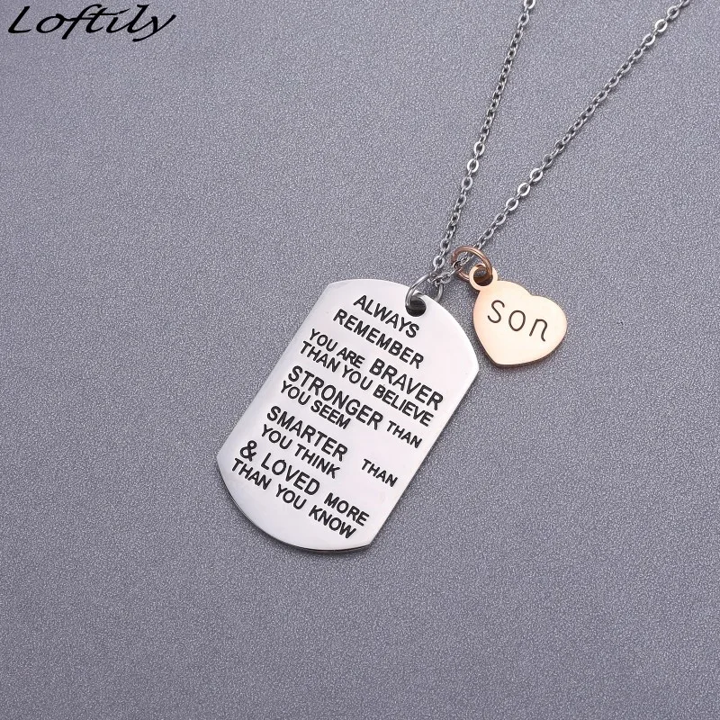 Сын дочь собачья табличка Подвеска Ожерелье из нержавеющей стали подарок для