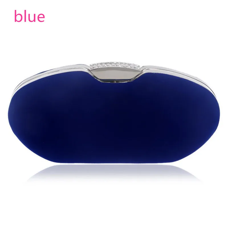 Fashion evening bags clutch women diamonds blue red velvet handbags chain shoulder bag for bridal bridesmaid polyester purses