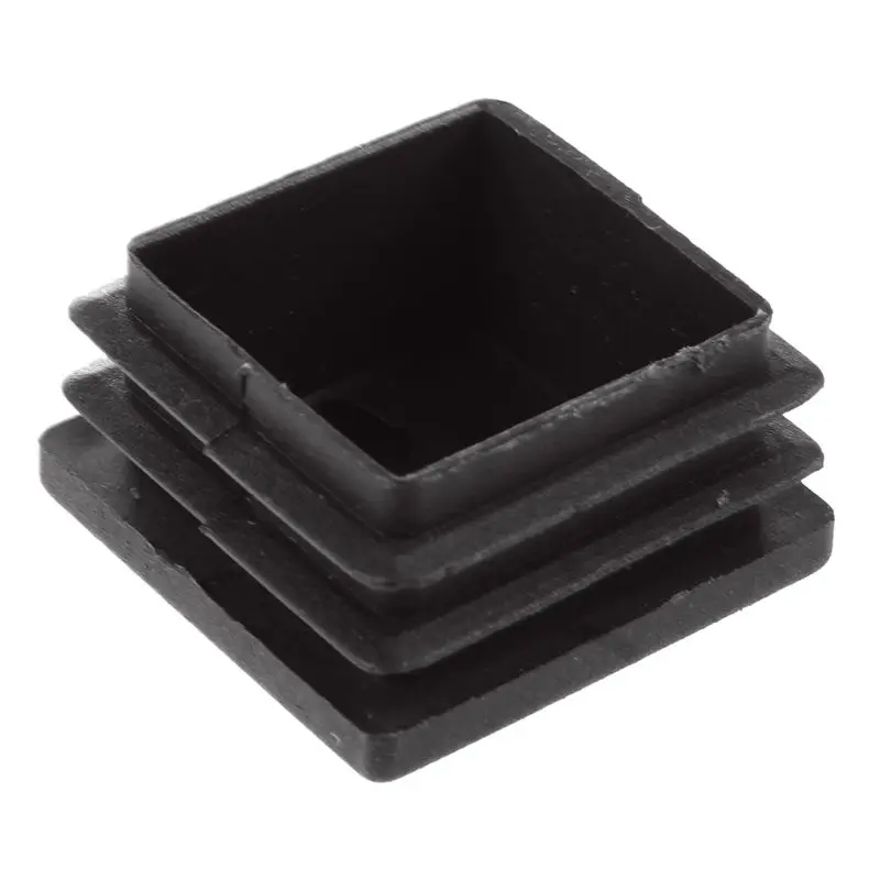 

12 Pcs Plastic Ribbed Square End Caps Tube Insert Black