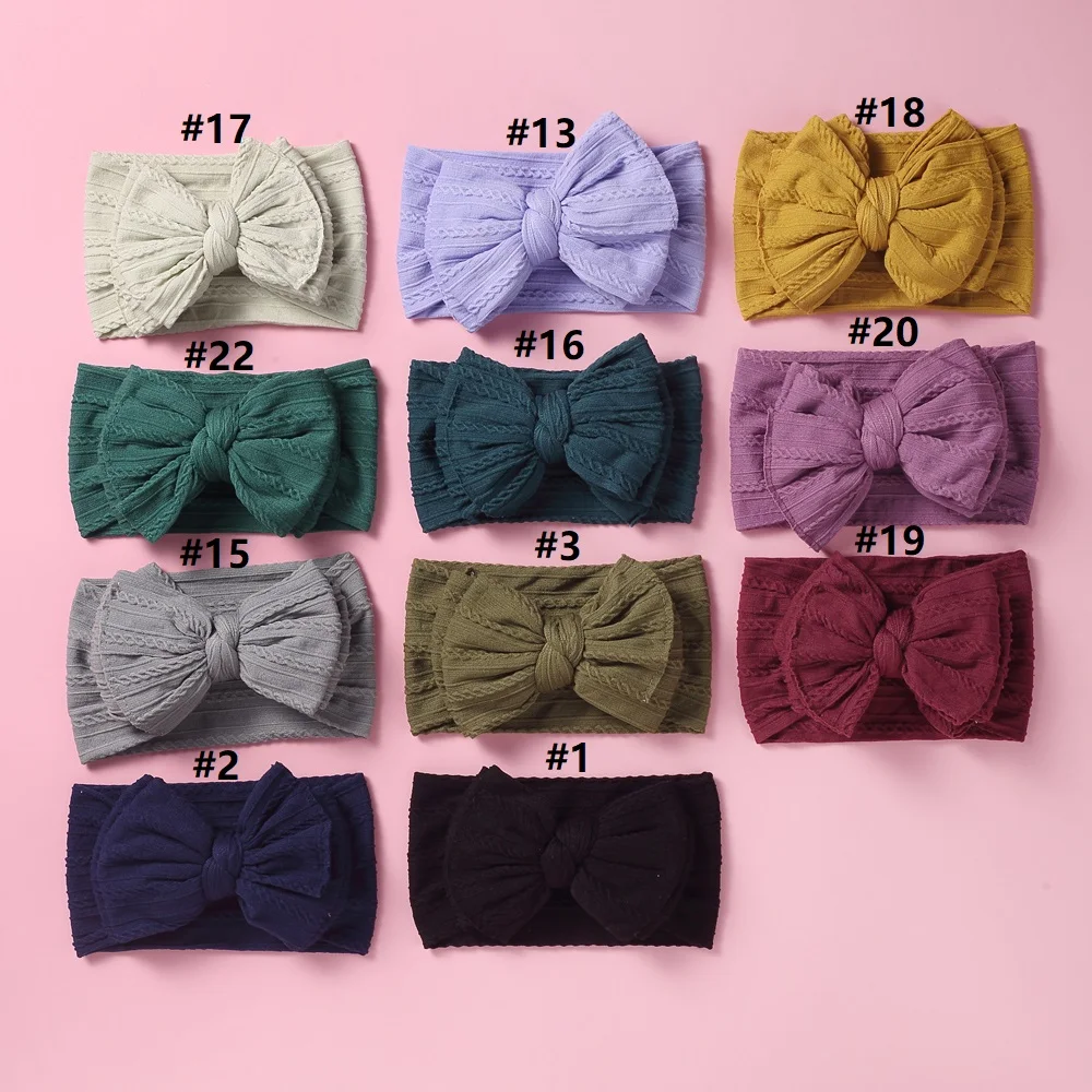 Милый розовый вязаный широкие нейлоновые повязки для детей девочек мягкие