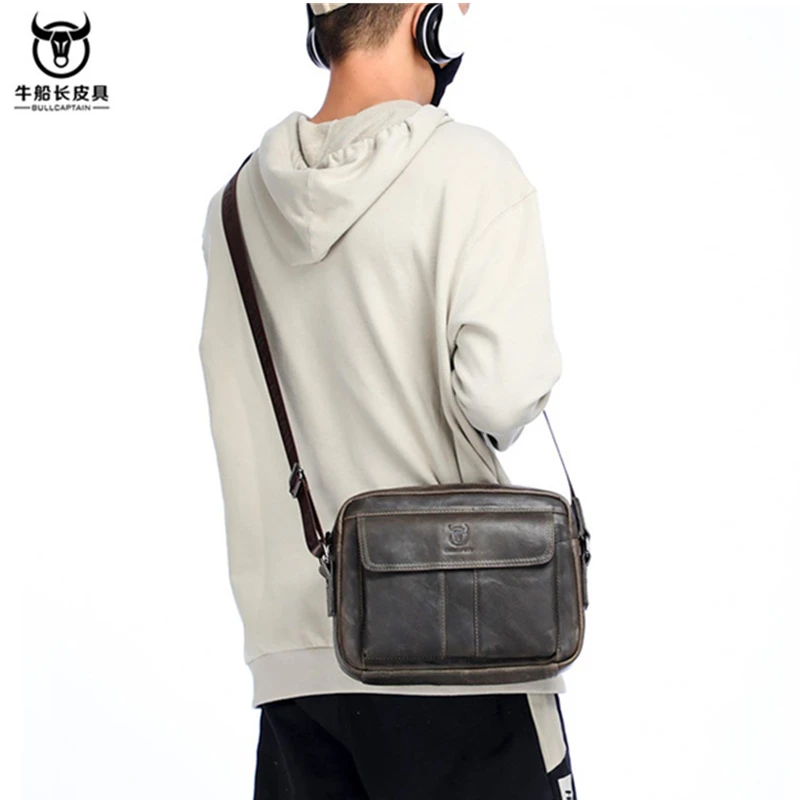 Мужская кожаная сумка через плечо Captain Niu модная многофункциональная мессенджер
