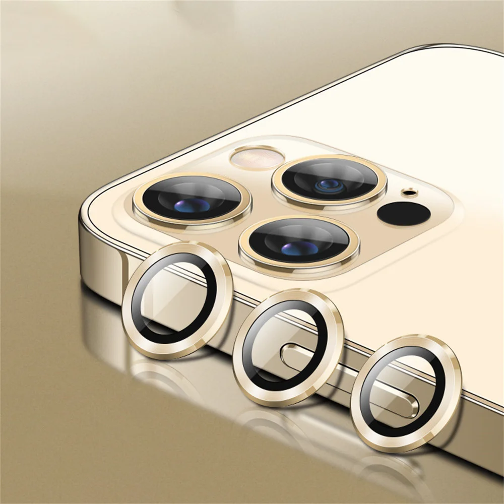 

For iPhone 13 Mini 13 Pro 13 Pro Max Metal Ring Camera Lens Protector Aluminum Alloy Eagle Eye Lens Protection Tempered Glass
