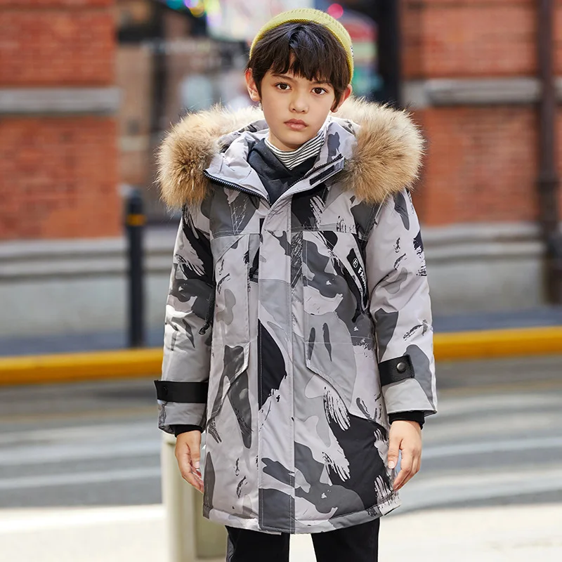 

Children's down jacket boys 2020 new winter clothes mid-length big children's clothing brand authentic white duck down jacket