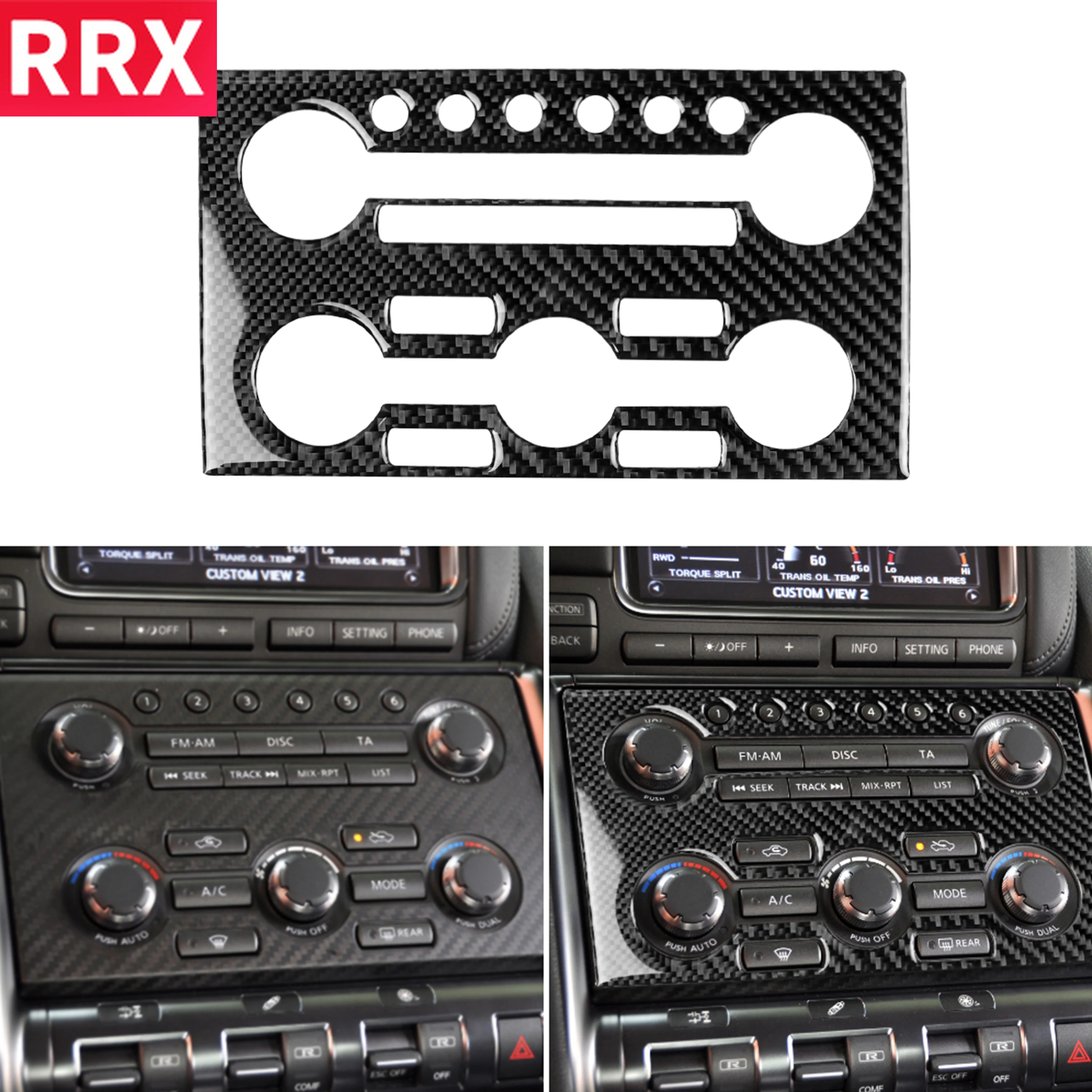 

For Nissan GTR R35 2008-2016 Carbon Radio Climate Control Console Sticker Air Conditioning CD Panel Cover Trim Car Accessories