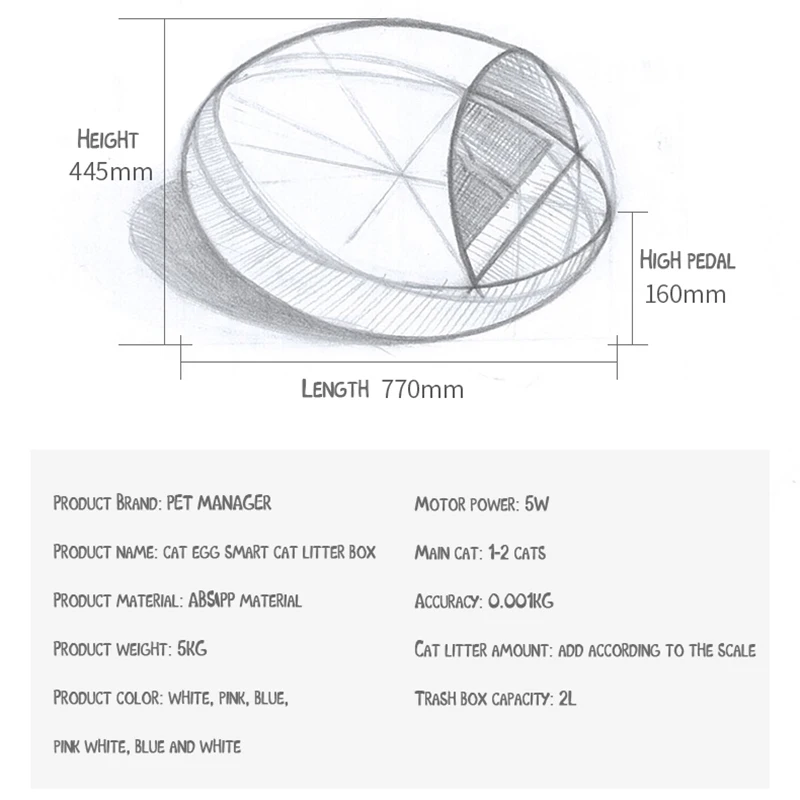 

Pet Toilet Litter Automatic Litter Box Cats Self Cleaning Litter Box Toilet Supplies Fully Enclosed Cat Litter Box Bb50