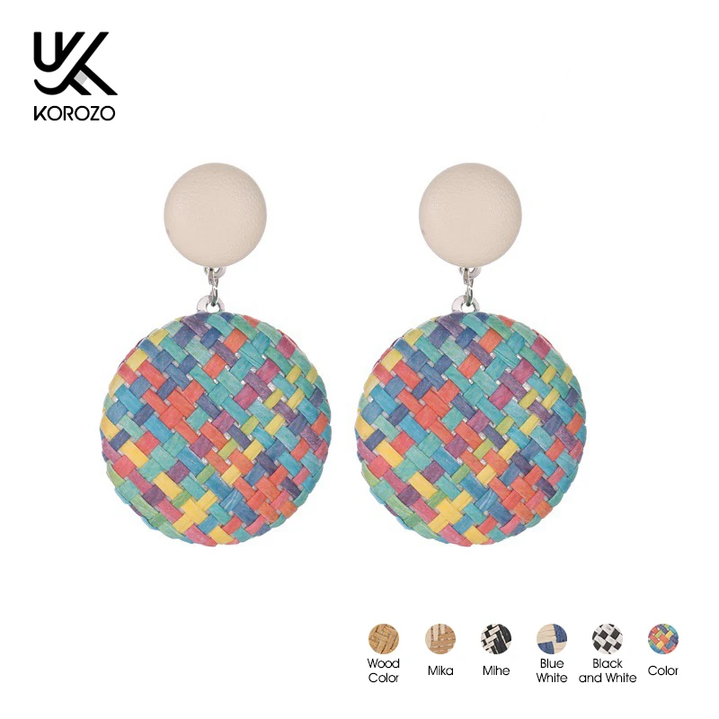 Простые корейские тканые геометрические большие серьги ручной работы для женщин