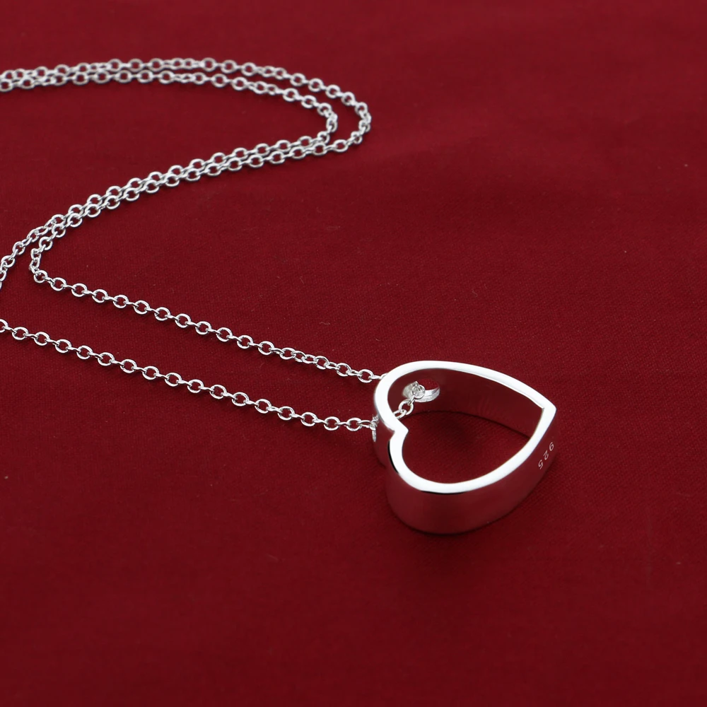 Женская цепочка с подвеской в виде сердца из серебра 925 пробы|Ожерелья| |