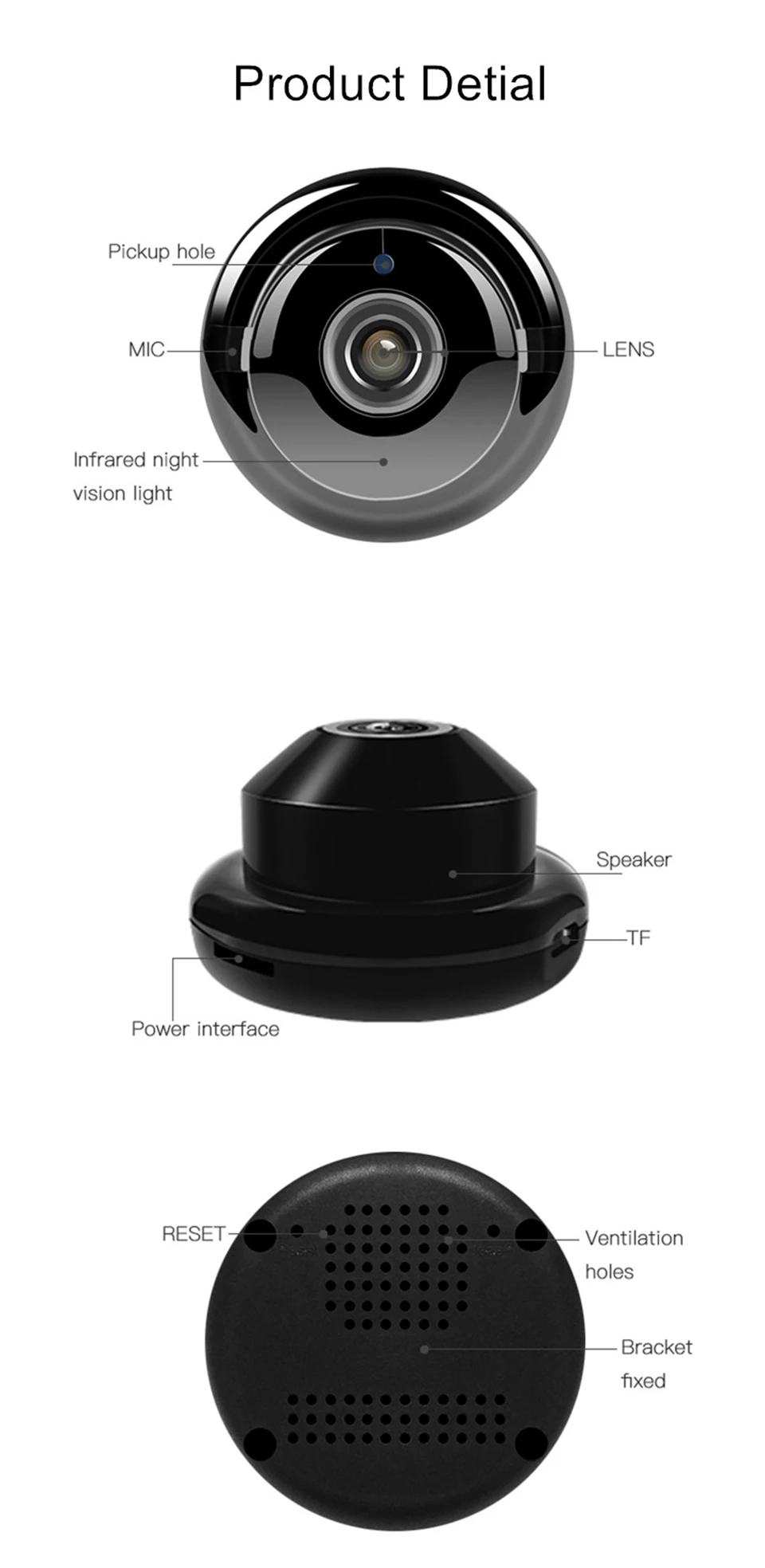 Tendway Беспроводная мини WiFi камера 720P HD ИК ночного видения Домашняя безопасность Облако IP камера CCTV Обнаружение движения монитор для младенца