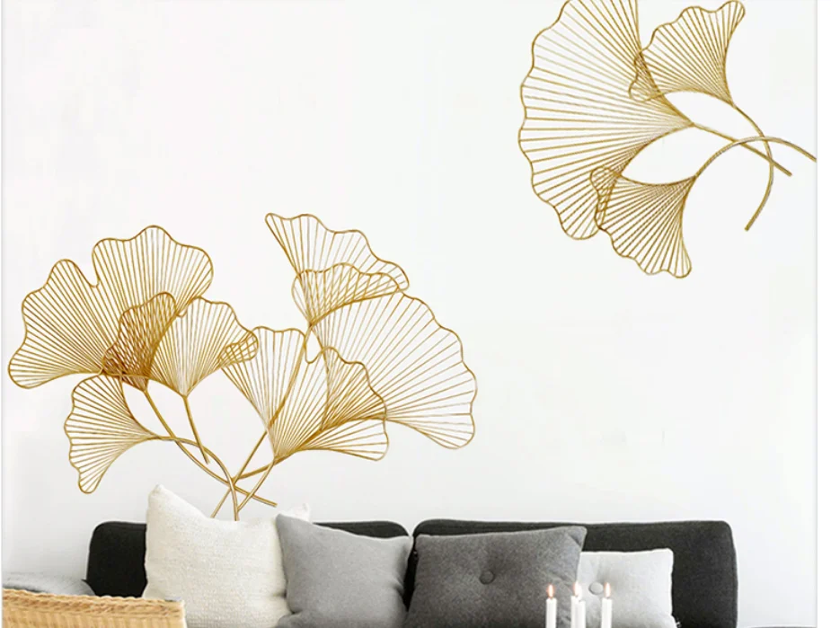 

Large Ginkgo Wallpaper Nordic Living Room Wall Stickers Background Mural Bedside Decoration Salon Household Decoration EF50QT