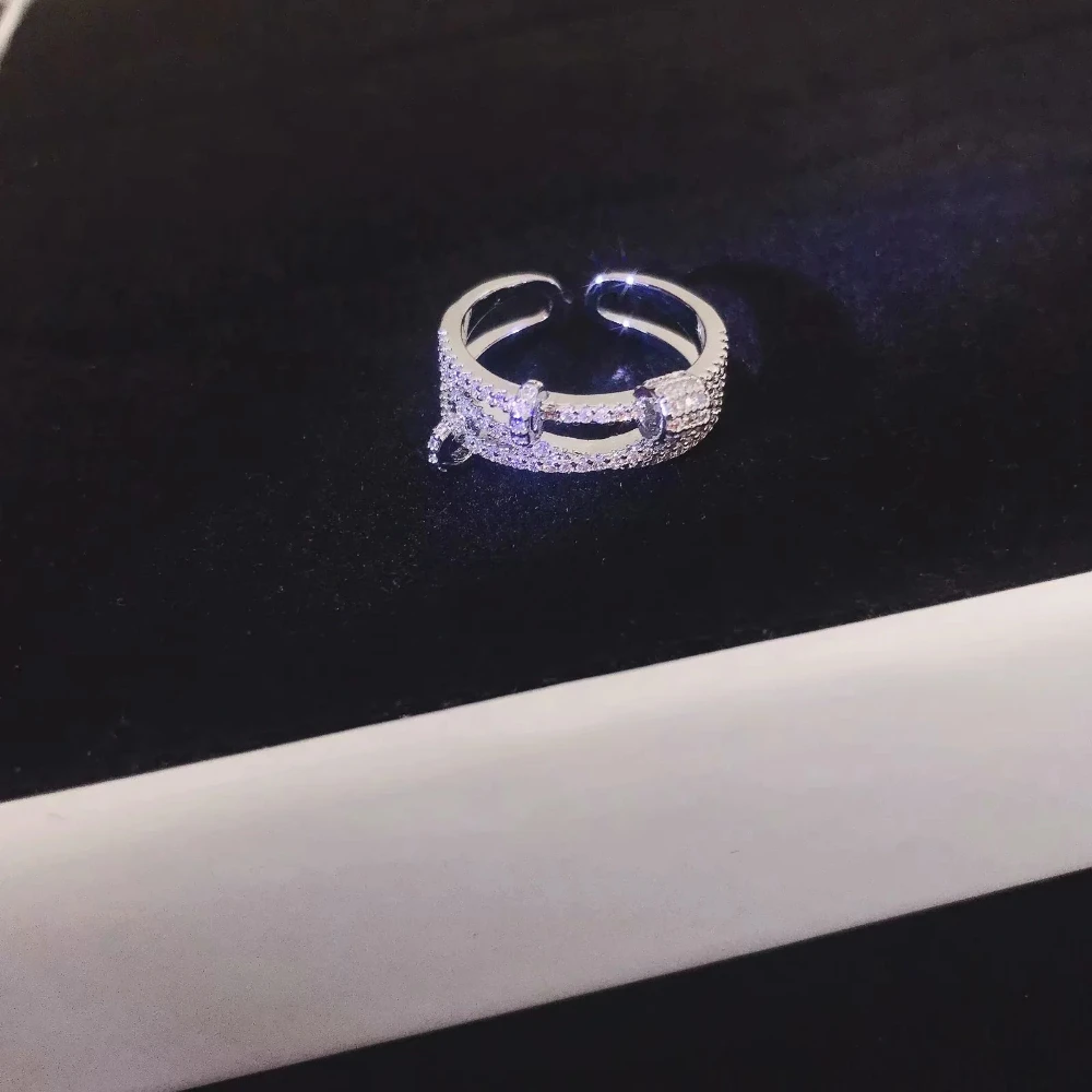 

New fashion women's alloy diamond brooch ring female simple and popular banquet party index finger ring finger ring wholesale