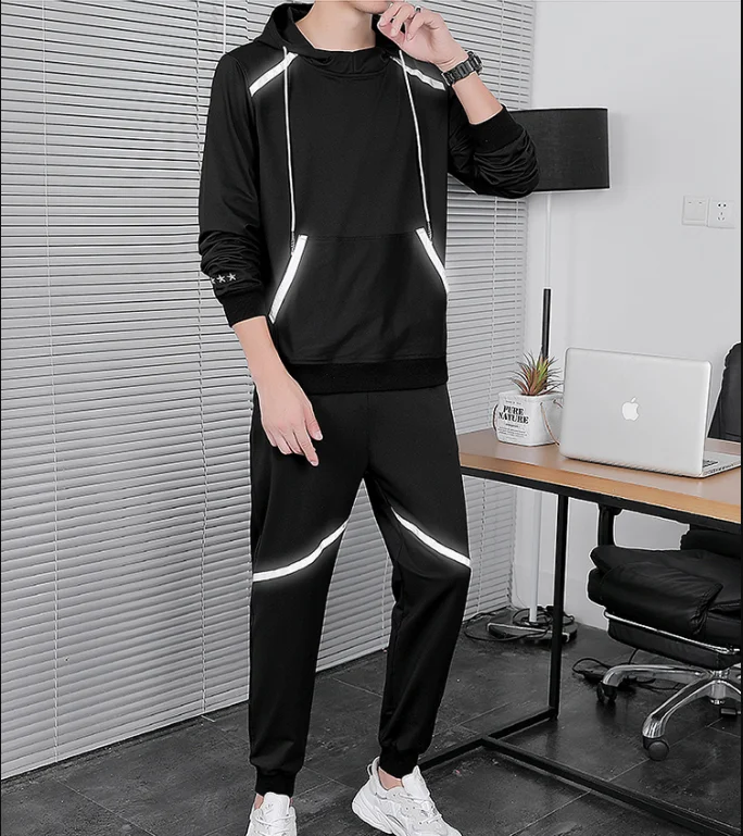 Комплект спортивной одежды для мужчин кофта и штаны в стиле пэчворк стиль хип хоп