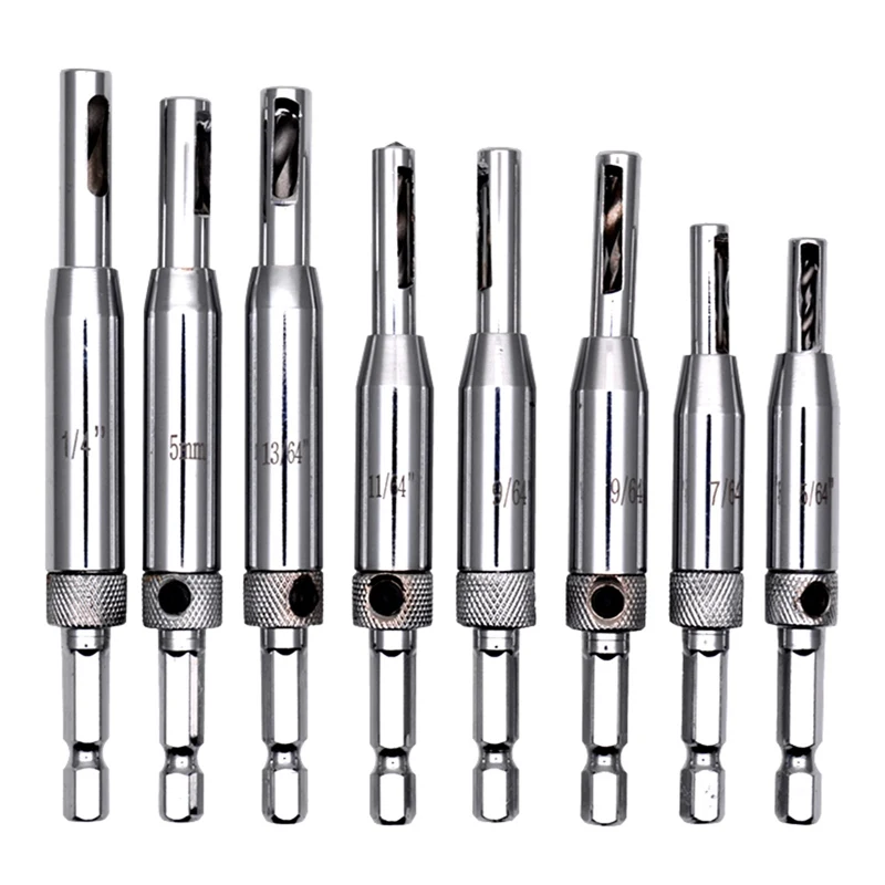 

8pcs/set Power Tool Core Drill Bit Set Hole Puncher Hinge Tapper For Doors Self Center Woodworking Tools Milling Cutter