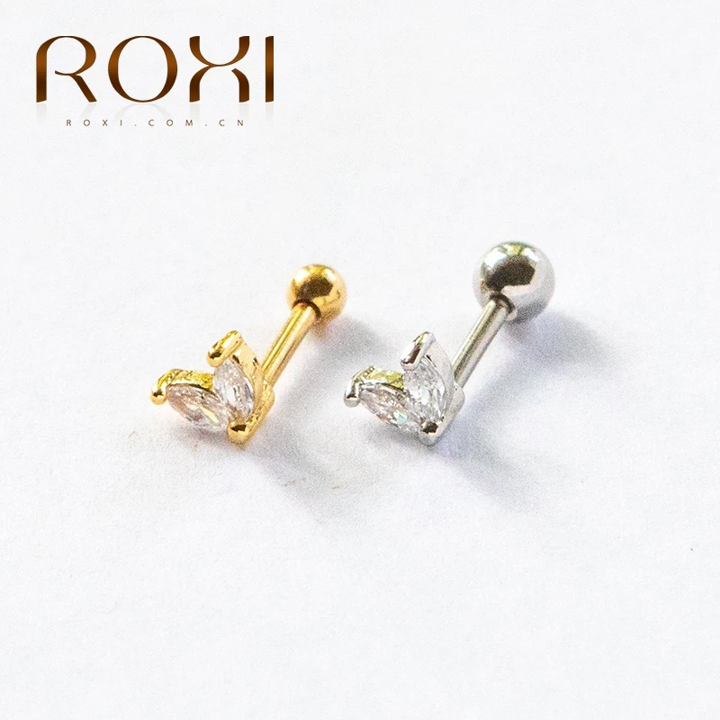 Женские серьги-гвоздики из серебра 925 пробы в виде сердца | Украшения и аксессуары