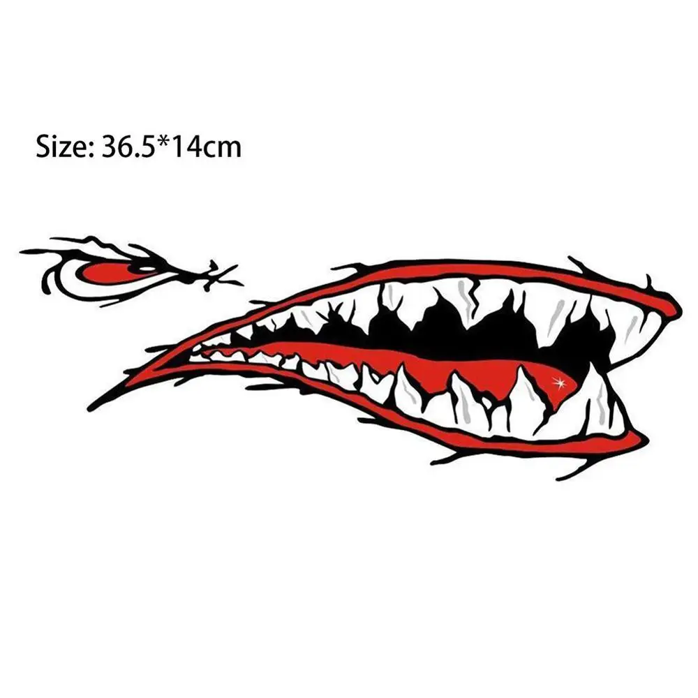 1Pair 36.4cm Shark Teeth Mouth Sticker 2pcs/Set Decal Fishing Ocean Boat Most Canoe Dinghy | Автомобили и мотоциклы