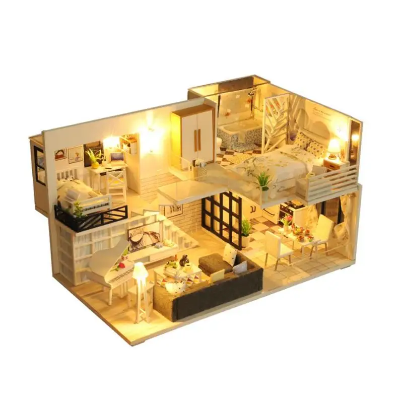 

DIY Wooden Dollhouse Model Elegant Architecture Cottage Handmade House Cottage Assembly Toys Doll Miniature Children Model C0S8