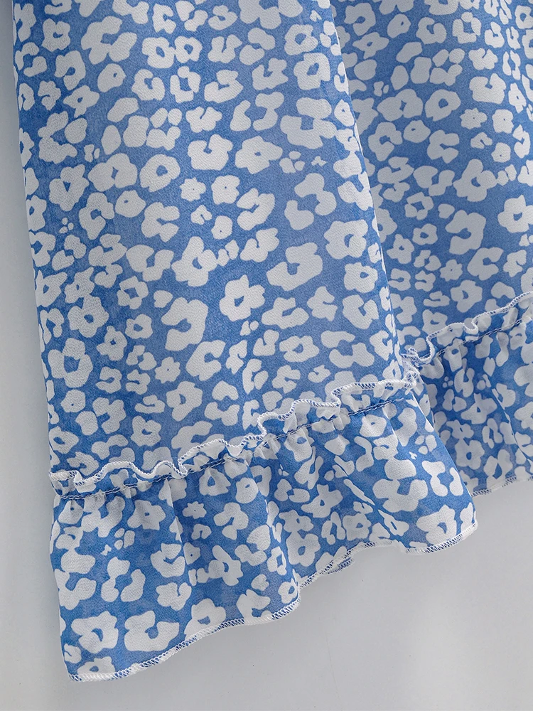 Женское шифоновое платье рубашка с V образным вырезом и цветочным